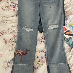 Chico's Blue Embroidered Ankle Jeans